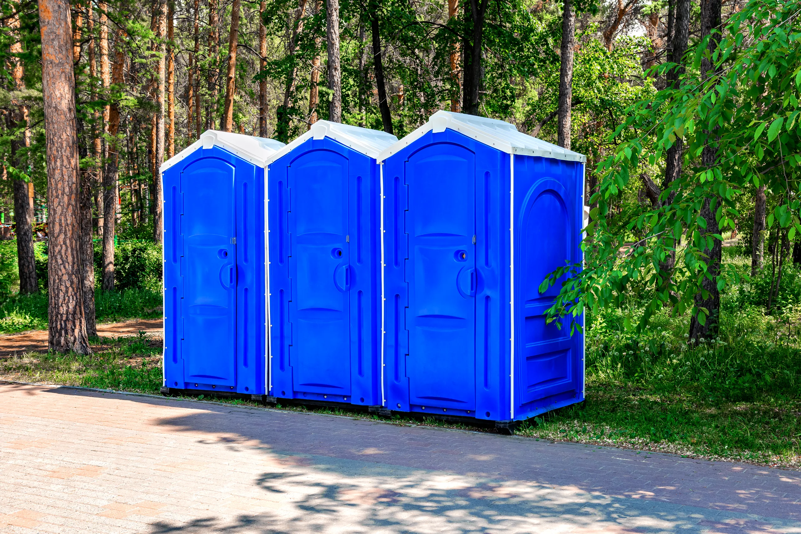Portable restroom units at a service location